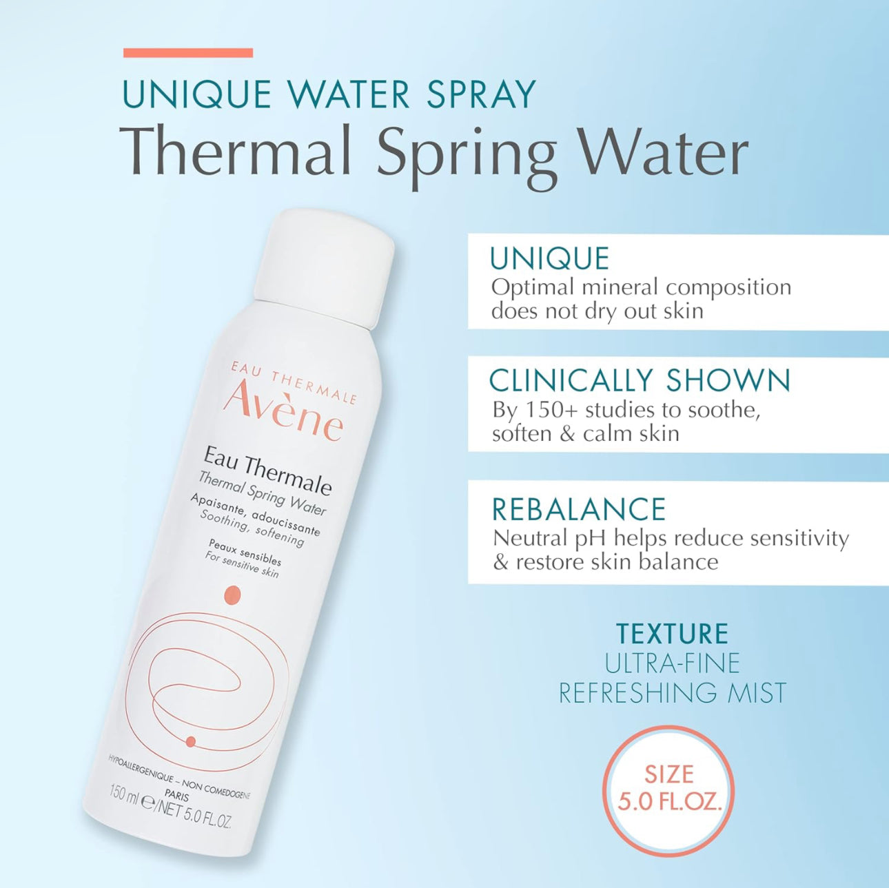 Avene Facial Mist, 5 fl. oz., | thermal spring spray | soothing & calming for post care